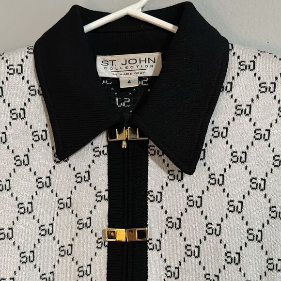 Vintage St. John Collection 2001 Gold Clasp Full Zip Cardigan 4 - Picture 2 of 10